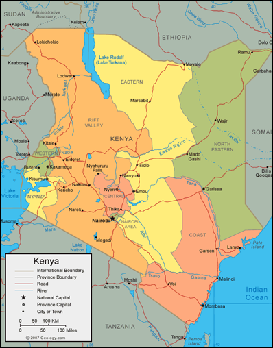 [Map over Kenya]